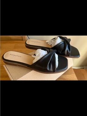 Black Twisted Slide Sandals for Women